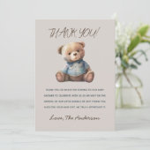 Carte de remerciements de Baby shower d'ours à aqu (Debout devant)