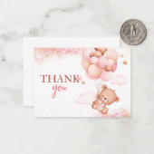 Carte de remerciements de Baby shower d'ours de Bo (Devant/Arrière en situation)