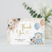 Carte de remerciements de Baby shower d'ours de sa (Debout devant)