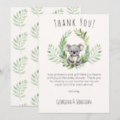 Carte de remerciements de Baby shower d'ours Koala (Devant / Derrière)