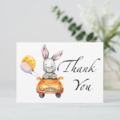 Carte de remerciements de baby shower doux au lapi (Debout devant)