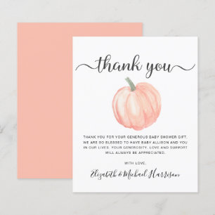 Carte de remerciements de Baby shower du Citrouill
