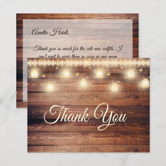 Carte de remerciements de Baby shower en bois neut (Devant / Derrière)