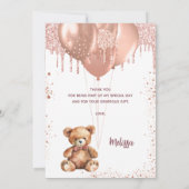 Carte de remerciements de Baby shower en or rose o (Dos)