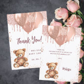 Carte de remerciements de Baby shower en or rose o
