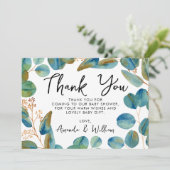 Carte de remerciements de Baby shower Eucalyptus r (Debout devant)
