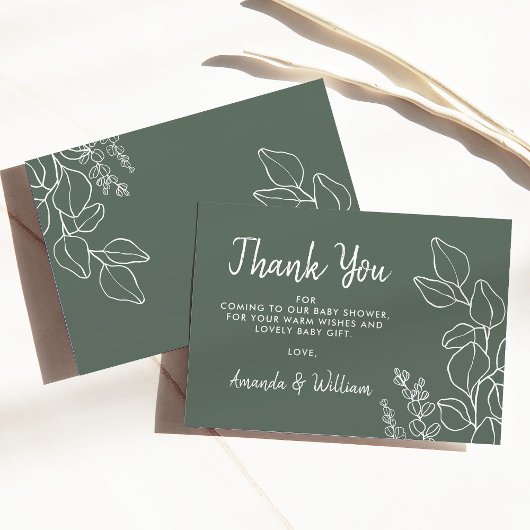 Carte de remerciements de Baby shower Eucalyptus V
