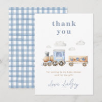 Carte de remerciements de Baby shower ferroviaire