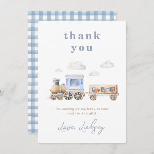 Carte de remerciements de Baby shower ferroviaire