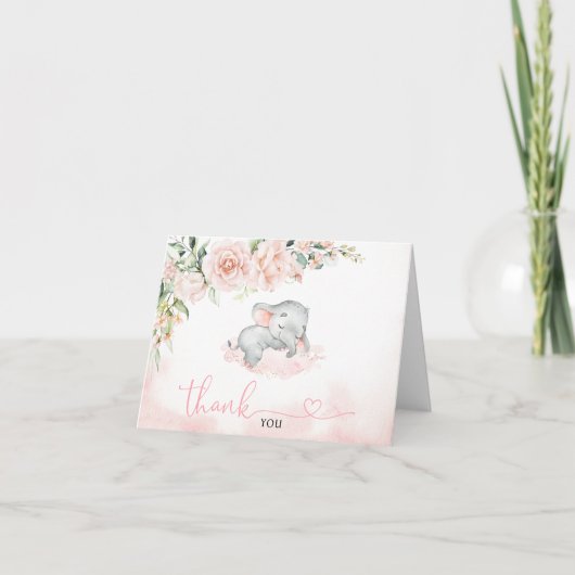 Carte de remerciements de Baby shower Fille Blush  (Devant)