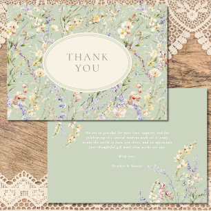 Carte de remerciements de Baby shower fleur sauvag
