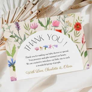 Carte de remerciements de Baby shower fleur sauvag
