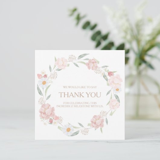 Carte de remerciements de Baby shower floral (Debout devant)