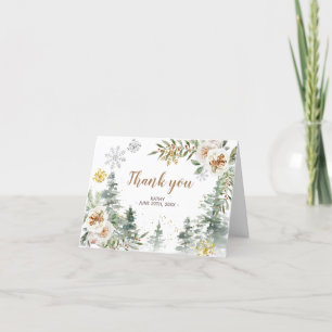 Carte de remerciements de Baby shower Floral blanc