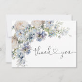 Carte de remerciements de Baby shower Floral bleu (Devant)