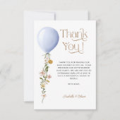 Carte de remerciements de Baby shower Floral Bleu (Devant)