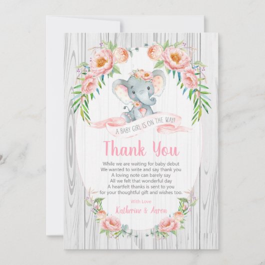 Carte de remerciements de Baby shower floral Boho  (Devant)