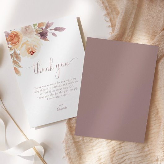 Carte de remerciements de Baby shower Floral Boho 