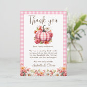 Carte de remerciements de Baby shower floral citro (Debout devant)