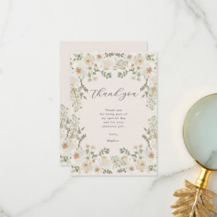 Carte de remerciements de Baby shower floral ivoir