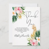 Carte de remerciements de Baby shower floral tropi (Devant)