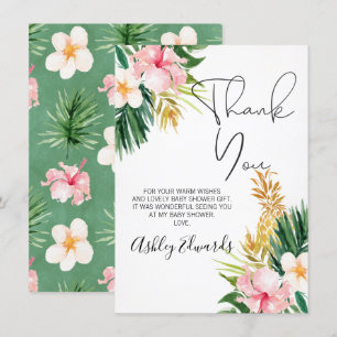 Carte de remerciements de Baby shower floral tropi