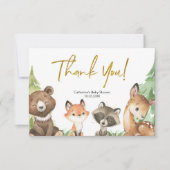 Carte de remerciements de Baby shower forestier (Devant)