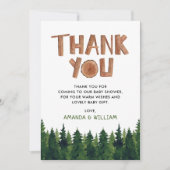 Carte de remerciements de Baby shower forestier (Devant)