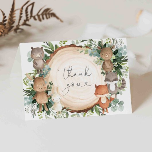 Carte de remerciements de Baby shower forestier
