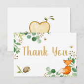 Carte de remerciements de Baby shower forestier (Devant / Derrière)