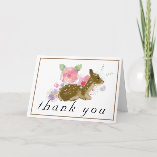 Carte de remerciements de Baby shower forestier ru (Devant)