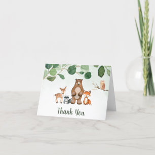 Carte de remerciements de Baby shower forestier ve