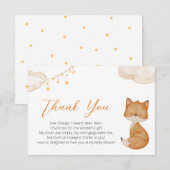 Carte de remerciements de Baby shower Fox mignonne (Devant / Derrière)