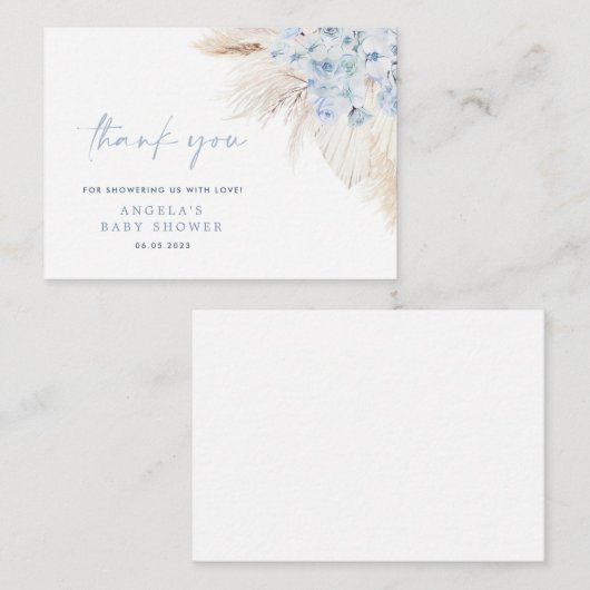 Carte de remerciements de Baby shower Garçon Blue  (Devant / Derrière)