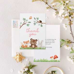 Carte de remerciements de Baby shower Girl Woodlan