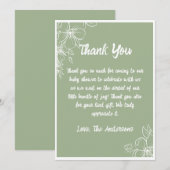 Carte de remerciements de Baby shower Green Sage (Devant / Derrière)