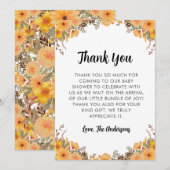 Carte de remerciements de Baby shower jaune (Devant / Derrière)