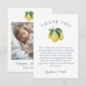 Carte de remerciements de Baby shower jaune citron (Devant / Derrière)