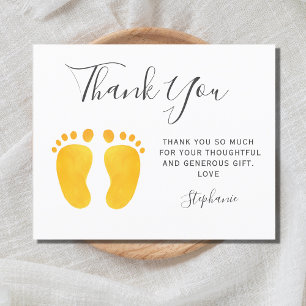 Carte de remerciements de Baby shower Jaune pour b