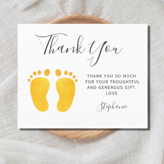 Carte de remerciements de Baby shower Jaune pour b