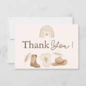 Carte de remerciements de Baby shower Little Cowbo (Devant)