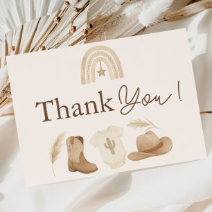 Carte de remerciements de Baby shower Little Cowbo