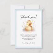 Carte de remerciements de Baby shower Little Duck (Devant)