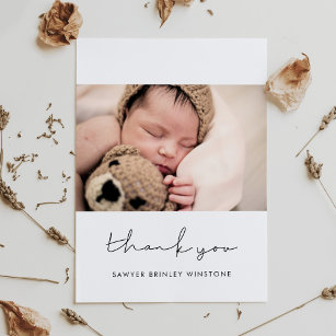 Carte de remerciements de Baby shower minimaliste 