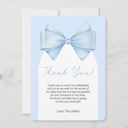 Carte de remerciements de Baby shower moderne Blue (Devant)