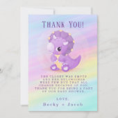 Carte de remerciements de Baby shower mou Dinosaur (Devant)