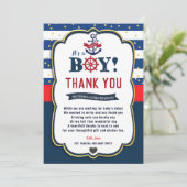 Carte de remerciements de Baby shower Nautical Aho (Debout devant)