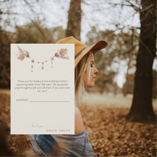 Carte de remerciements de Baby shower Neutre Boho