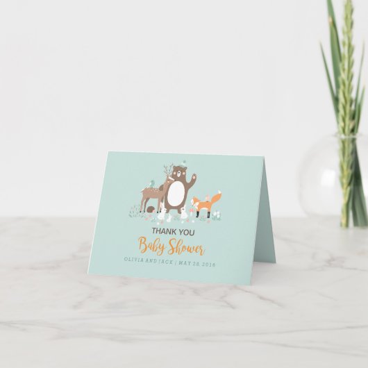 Carte de remerciements de Baby shower orange de me (Devant)