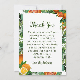 Carte de remerciements de Baby shower orange doux